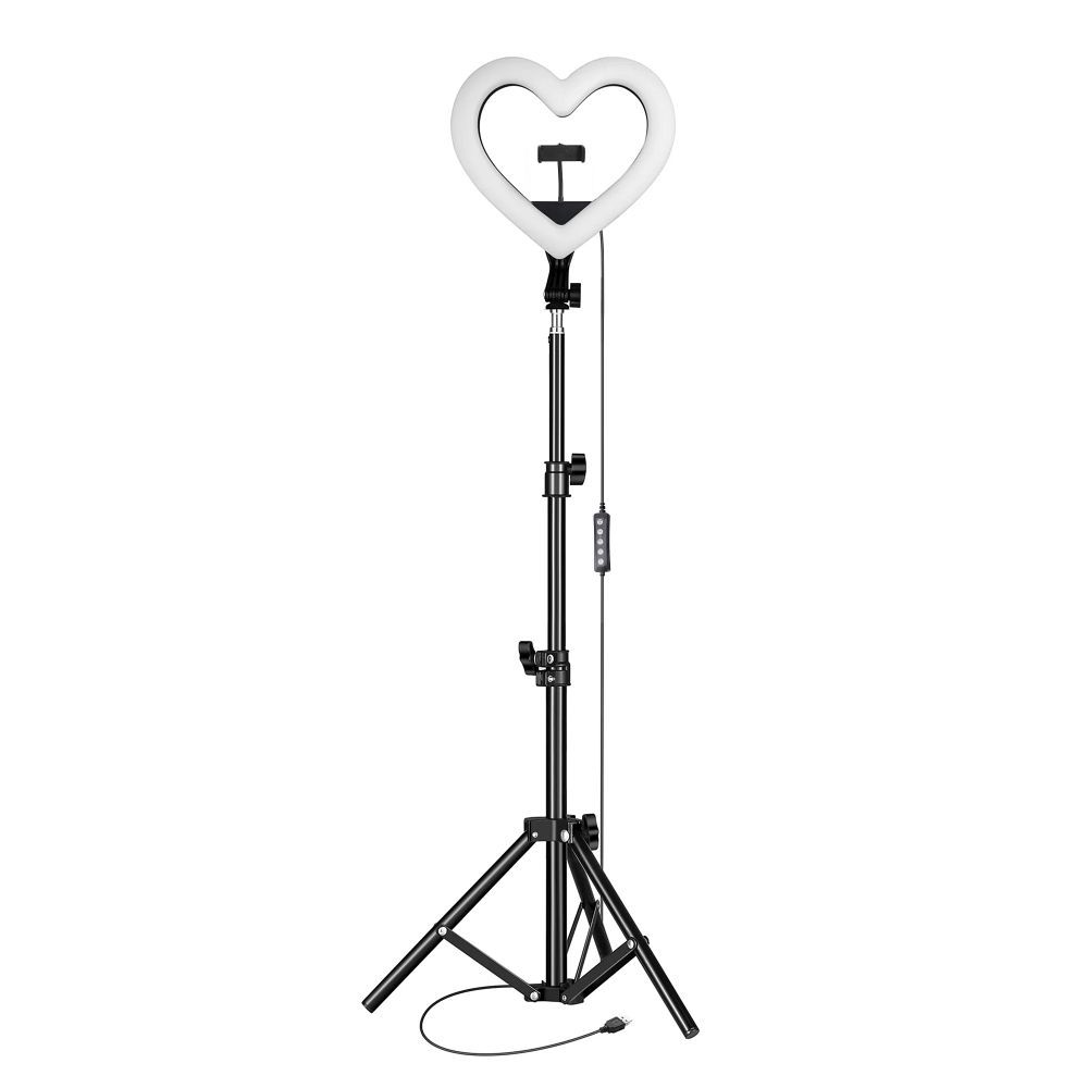 LED Ring / Heart Stream RGB Ringlicht 10 Zoll FULL COLOR mit Handyhalter + Stativ JM26-10