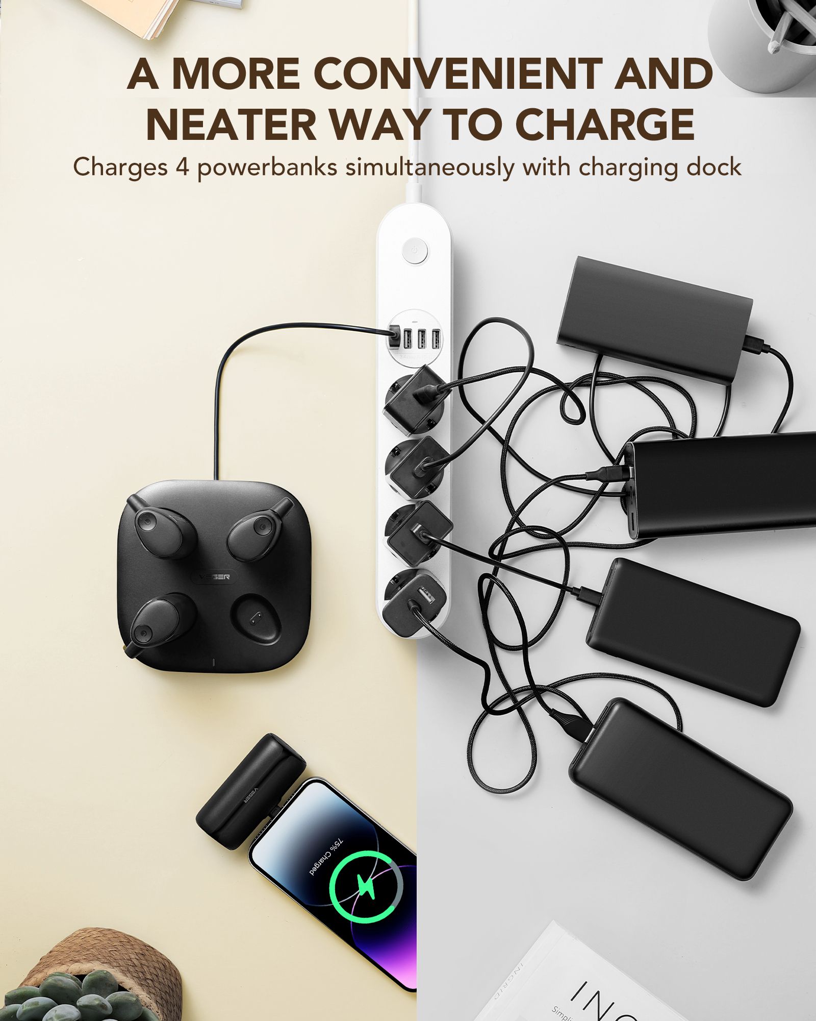 Veger Pogo Powerbank (W007CK) 4er-Set 5000 mAh schwarz TYP C + Lightning