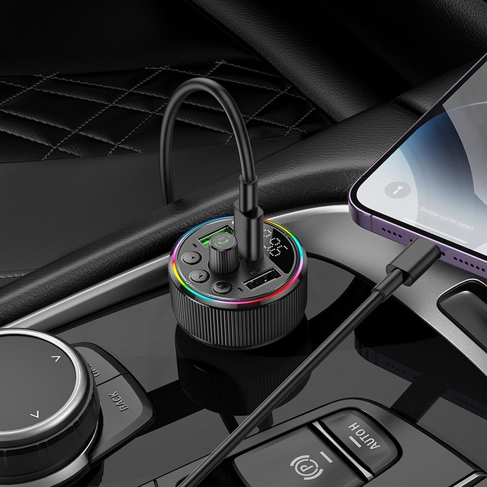 HOCO Auto-Transmitter FM Bluetooth 2 x USB A + Typ C PD QC3.0 30W E82 Schwarz