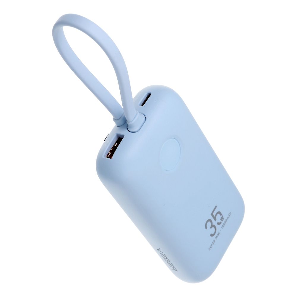 Powerbank Veger K1 (W1188) PD QC3.0 35W 10000 mAh mit integrierten USB-C-/Lightning-Kabeln