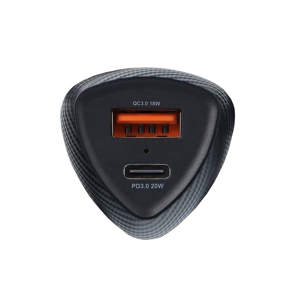 KFZ - Ladegerät Typ C 3.0 PD20W + USB QC3.0 18W 5A CC50-1A1C schwarz (Total 38W)