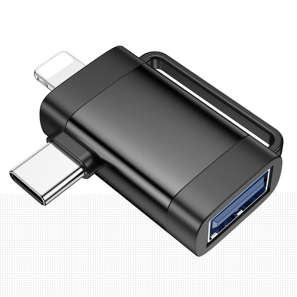 OTG 2-in-1 Adapter Typ C (Stecker) / Lightning (Stecker) auf USB A (Buchse) UA31F schwarz