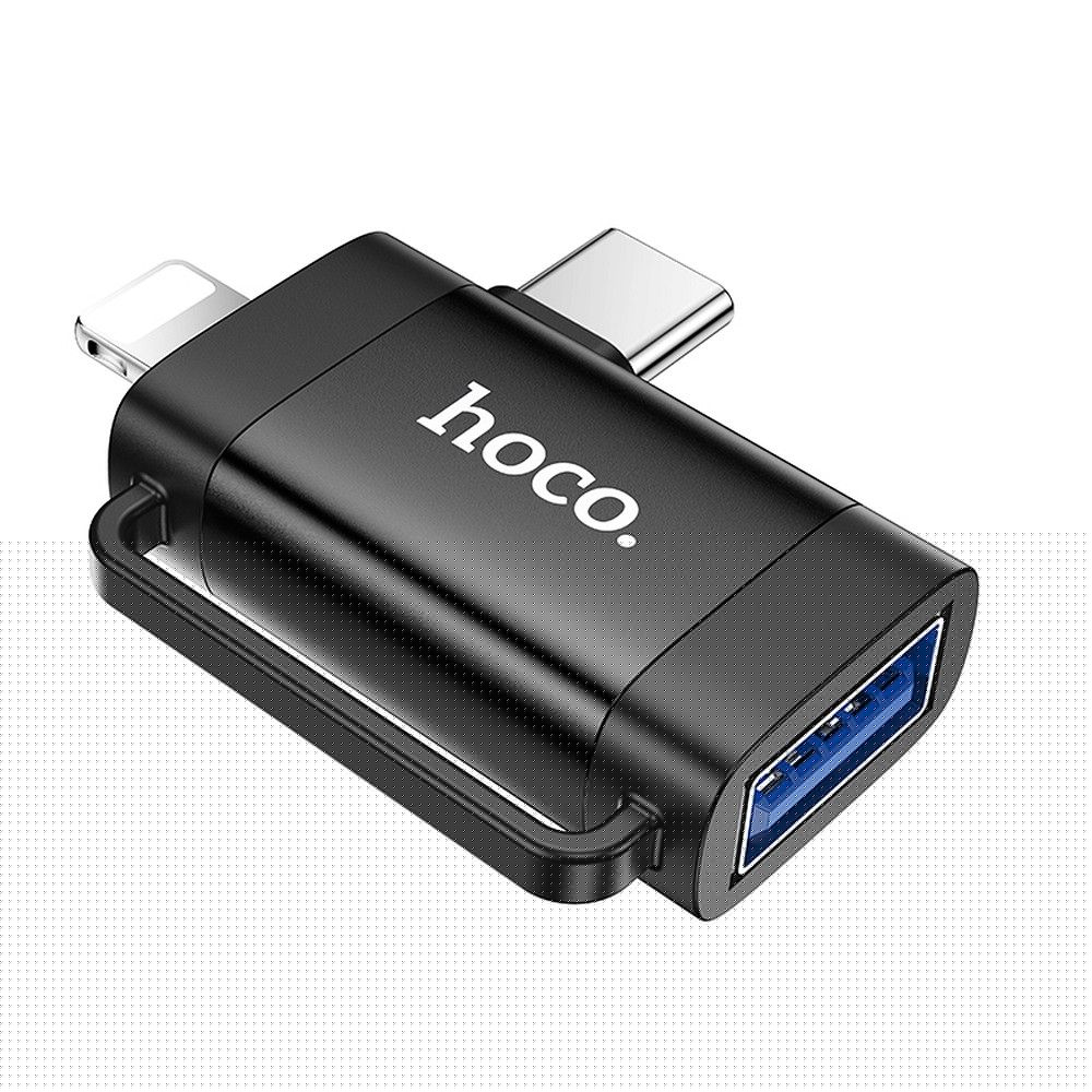 OTG 2-in-1 Adapter Typ C (Stecker) / Lightning (Stecker) auf USB A (Buchse) UA31F schwarz