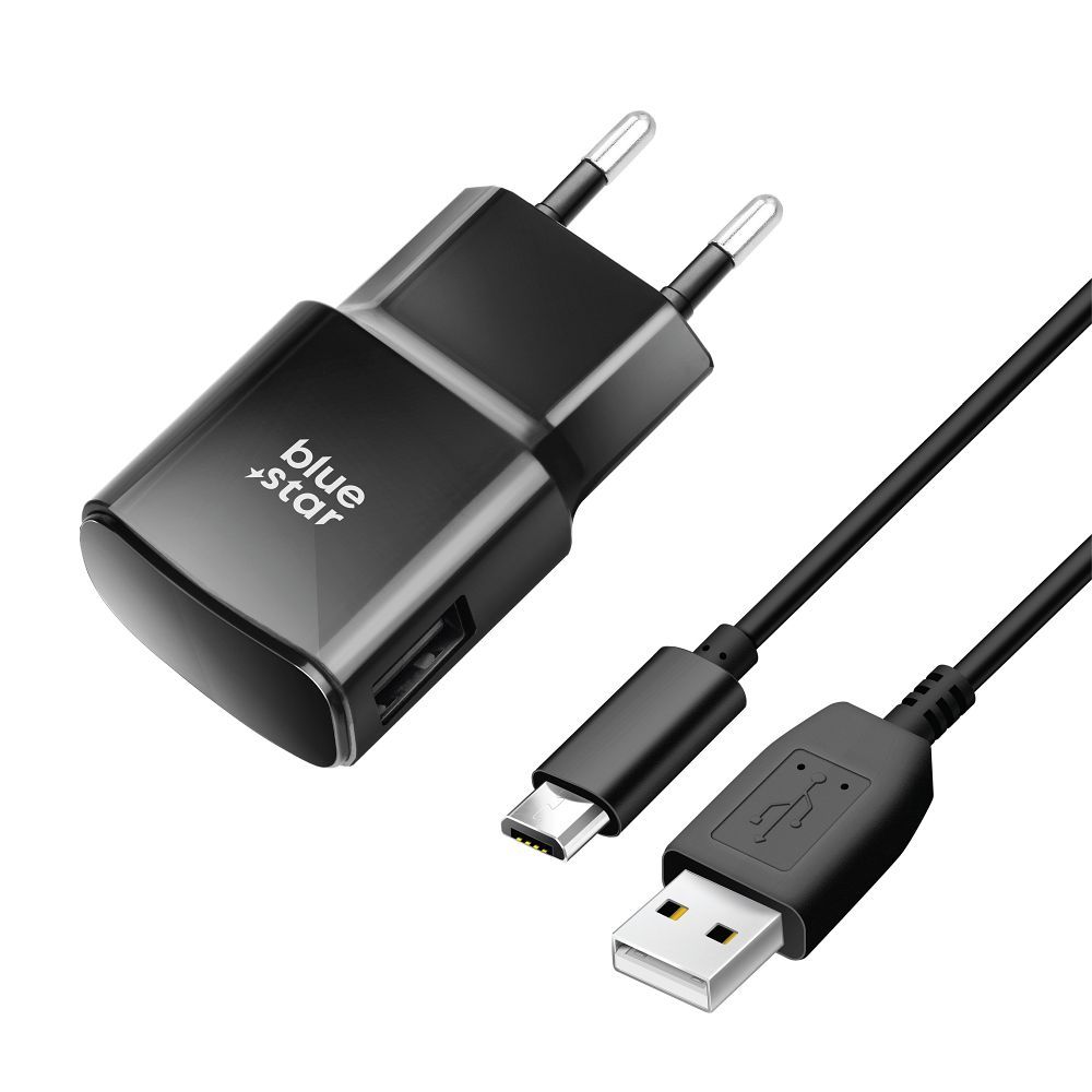 USB-A 2A 10W Handy-Wandladegerät + USB-A-auf-Micro-USB-Kabel TFK-TC-1100B Schwarz