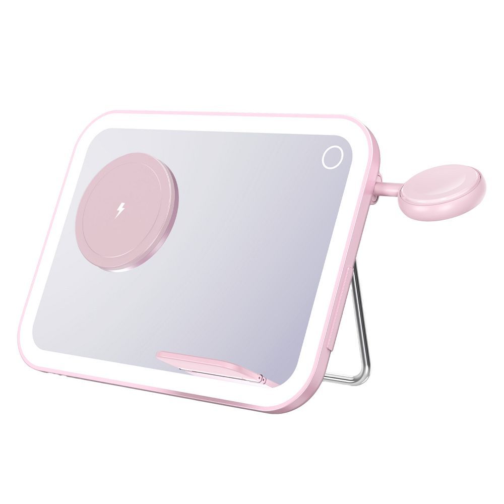 Mag Mirror 3-in-1 15W Kabelloses Ladegerät, kompatibel mit MagSafe / Apple Watch / Samsung Watch / AirPods, Pink