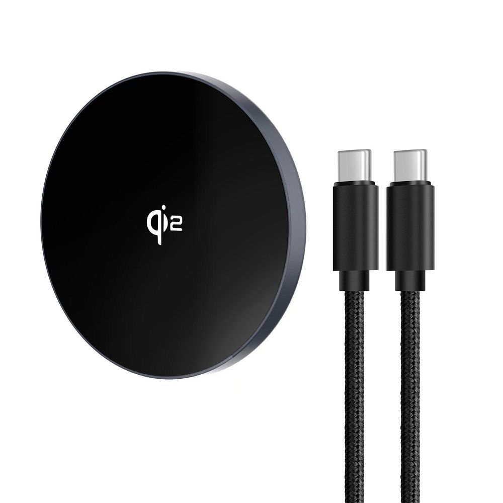 Smart Charge USB-C Qi2 15W MagSafe-kompatibles induktives Ladegerät mit abnehmbarem 1,5 m Kabel, Silber