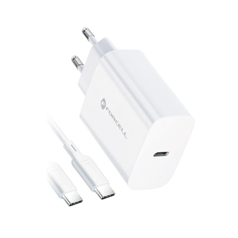 USB-C QC4.0 PD 3A 25W Handy-Ladegerät + USB-C-zu-USB-C-Kabel TFK-TC-25WPD Weiß