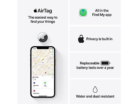APPLE AirTag, Weiß/Silber AirTag