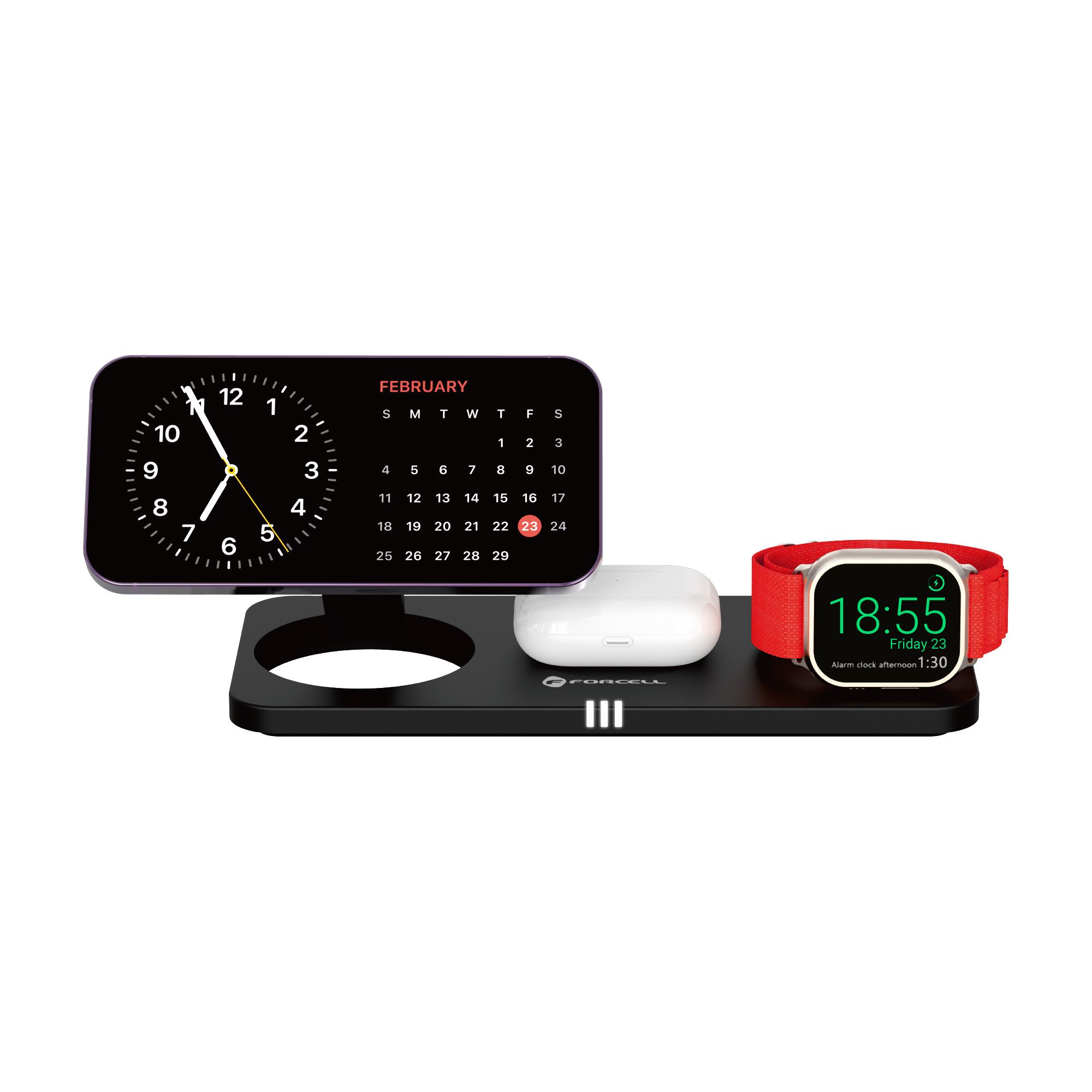 3-in-1 MagNetix USB-C Qi2 20,5W MagSafe-kompatibles induktives Ladegerät Schwarz 0INT