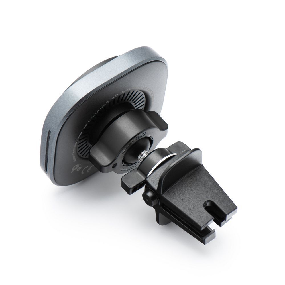 Kabellose Kfz-Handyhalterung kompatibel mit Magsafe F-Grip Air Mag F-07 Qi2 15W Lüftungsschlitz silber