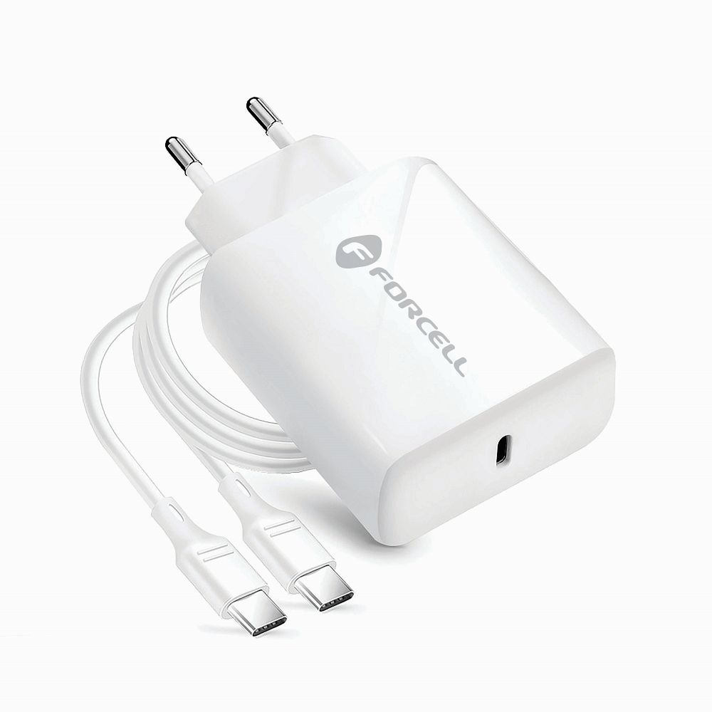 USB-C QC4.0 PD 3A 25W Handy-Ladegerät + USB-C-zu-USB-C-Kabel TFK-TC-25WPD Weiß
