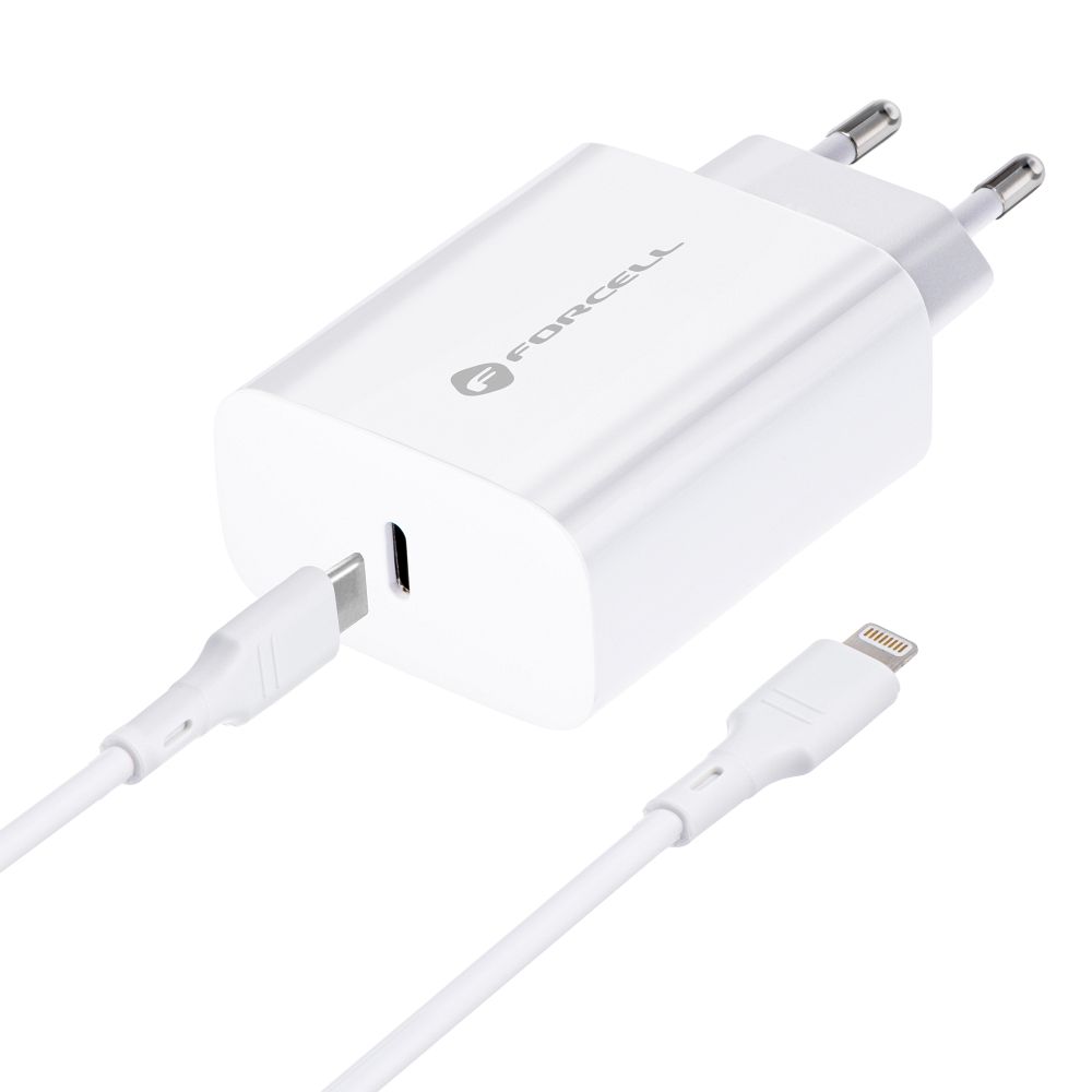 USB-C QC4.0 PD 3A 20W Handy-Wandladegerät + USB-C-auf-Lightning-Kabel TFK-TC-20WPD Weiß
