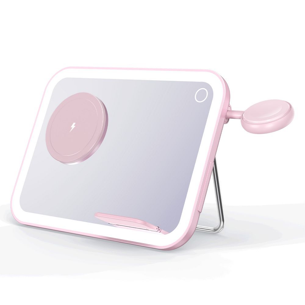 Mag Mirror 3-in-1 15W Kabelloses Ladegerät, kompatibel mit MagSafe / Apple Watch / Samsung Watch / AirPods, Pink