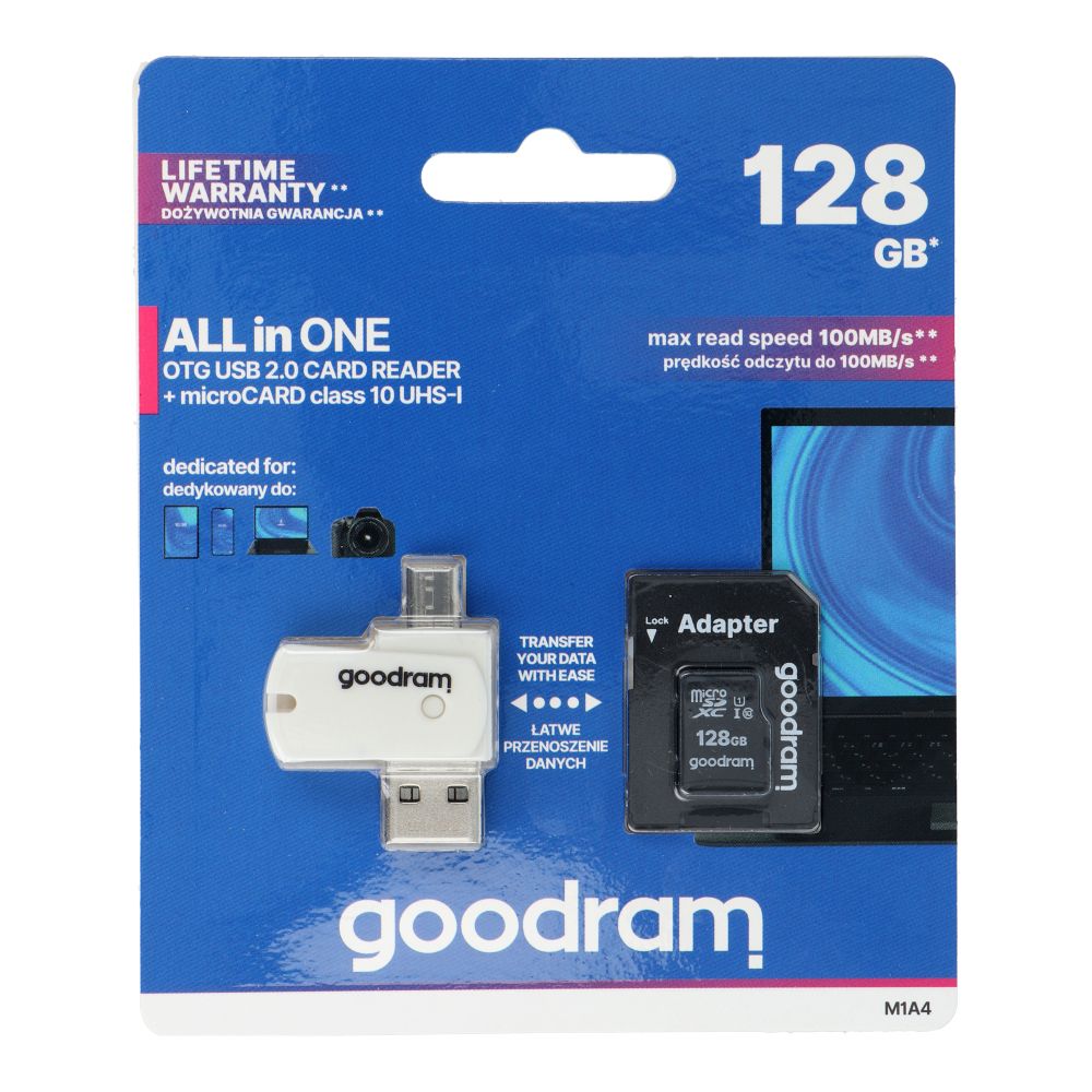 ALL IN ONE M1A4 - USB/Micro-USB-Kartenleser + 128GB micro SD-Karte