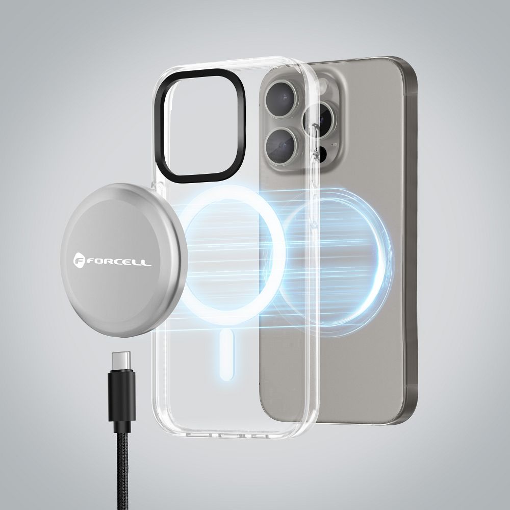 Smart Charge USB-C Qi2 15W MagSafe-kompatibles induktives Ladegerät mit abnehmbarem 1,5 m Kabel, Silber