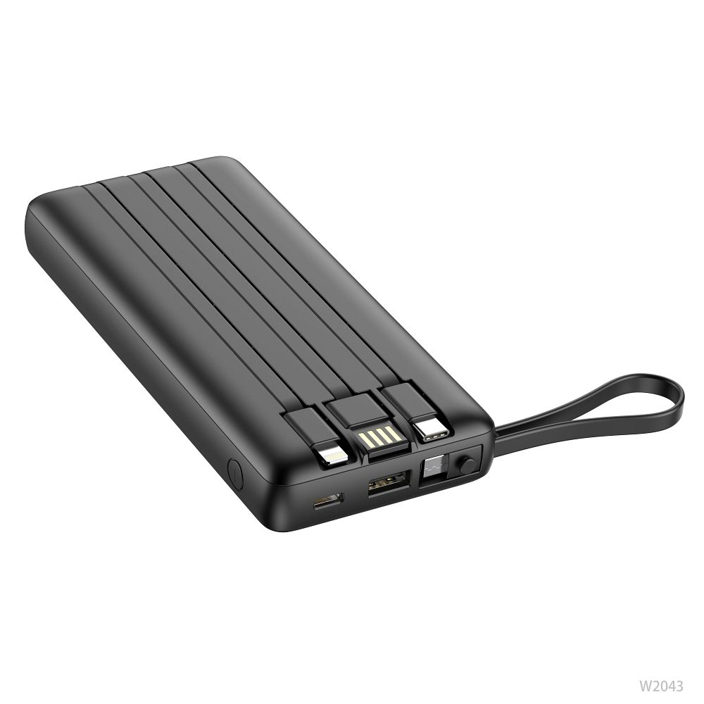 Veger C20 (W2047 / W2059) 20000 mAh Powerbank mit integrierten Micro-USB-/USB-C-/Lightning-Kabeln, Schwarz
