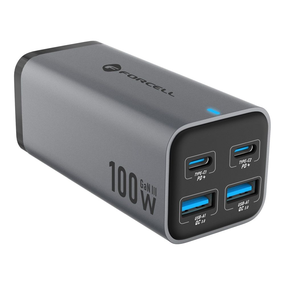 GaN III Desktop-Ladegerät 2 x USB-C + 2 x USB-A QC4.0 PD 5A 100W VT-49 Grau