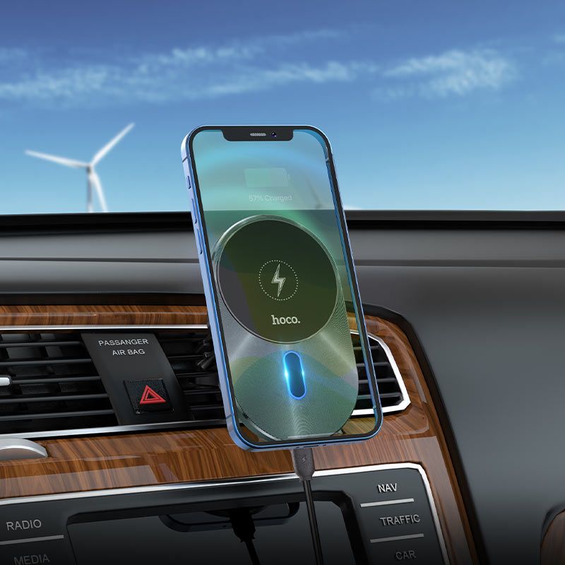 Kühlergrill-Induktions-Autohalter kompatibel mit MagSafe 15W CA91 grau